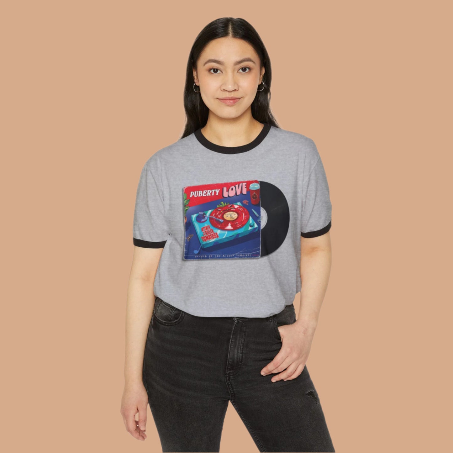 Attack of the Killer Tomatoes P. Love Album Cover Print - Ringer T-Shirt