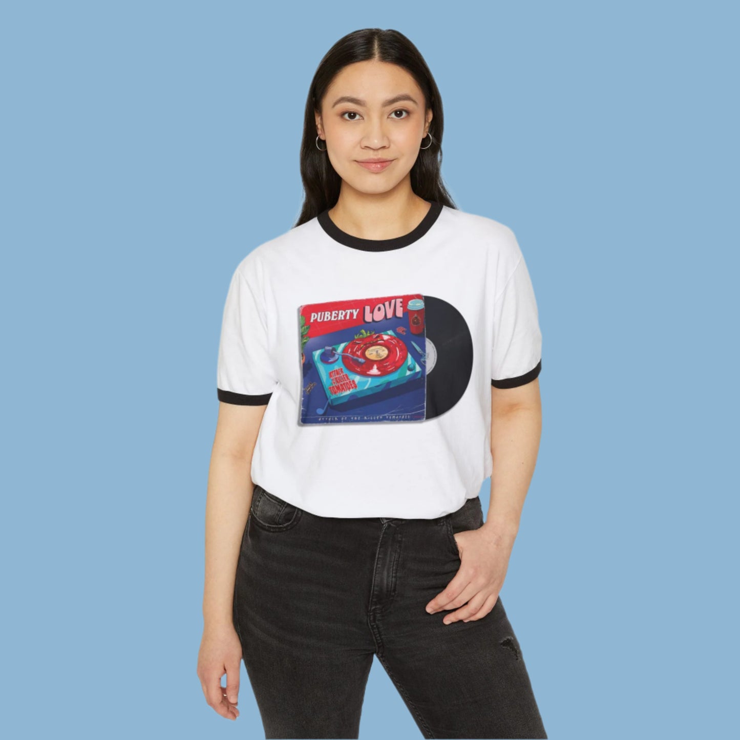 Attack of the Killer Tomatoes P. Love Album Cover Print - Ringer T-Shirt