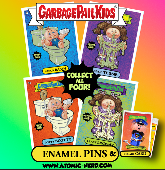Garbage Pail Kids - SDCC Limited Edition Glow in the Dark Enamel Pin and Trading Card SET